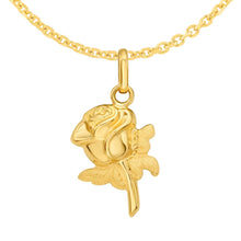 Load image into Gallery viewer, 14k Yellow Gold 23.4mm Polished Puff Rose with Optional Chain Pendant Charm