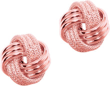 Load image into Gallery viewer, 14k Yellow Gold 7mm Polished & Diamond Cut Love Knot Stud Earrings