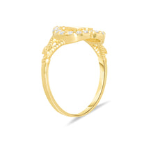 Load image into Gallery viewer, 10k Yellow Gold CZ Heart Cursive Alphabet Initial A-Z Ring