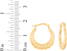 Load image into Gallery viewer, 10k Yellow Gold 18.8mm Ribbed Shrimp Hoop Earrings