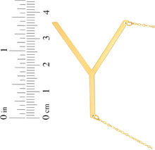 Load image into Gallery viewer, 14k Yellow Gold 1.5" Extra Large Angled Alphabet Letter A - Z Initial Charm Pendant with Chain Necklace