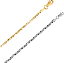 Load image into Gallery viewer, 14k Yellow Gold or White Gold 2mm Lite Round Box Chain Link Necklace