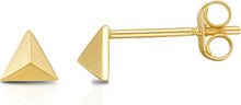 Load image into Gallery viewer, 14k Yellow Gold 3.9mm Flat Back Elevated Triangle Stud Earrings