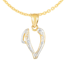 Load image into Gallery viewer, 10k Yellow Gold and White Gold Two-Tone 21.5mm Cursive Personalized Alphabet A-Z Initial Pendant with Optional 1.1mm Solid Cable Chain, 18 Inch
