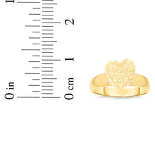 Load image into Gallery viewer, 10k Yellow Gold 10mm Elevated Nugget Heart Filigree Ring