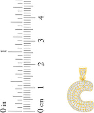 Load image into Gallery viewer, 10k Yellow Gold 0.5" Pave CZ Personalized Bubble Alphabet Letter A - Z Initial Charm Pendant with optional Chain Necklace