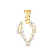 Load image into Gallery viewer, 10k Yellow Gold and White Gold Two-Tone 21.5mm Cursive Personalized Alphabet A-Z Initial Pendant with Optional 1.1mm Solid Cable Chain, 18 Inch