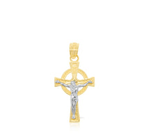 Load image into Gallery viewer, 10k Yellow Gold Celtic Knot Crucifix of Jesus Cross Religious Pendant