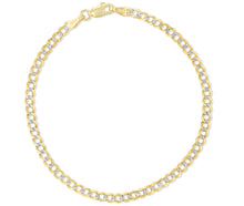 Load image into Gallery viewer, 10k Yellow Gold and White Gold 2.5mm Solid Two-Tone Curb Cuban Chain Bracelet or Anklet
