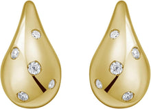 Load image into Gallery viewer, 14k Yellow Gold 15mm Diamond Raindrop Gemstone Earrings
