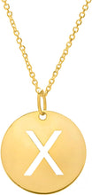 Load image into Gallery viewer, 14k Yellow Gold 0.6" Disc Alphabet Letter A - Z Initial Charm Pendant with Extendable Adjustable Chain Necklace