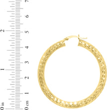 Load image into Gallery viewer, 10k Yellow Gold 5mm Diamond Cut Round Tube Hoop Earrings