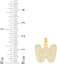 Load image into Gallery viewer, 10k Yellow Gold 0.5" Pave CZ Personalized Bubble Alphabet Letter A - Z Initial Charm Pendant with optional Chain Necklace
