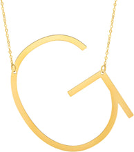 Load image into Gallery viewer, 14k Yellow Gold 1.5" Extra Large Angled Alphabet Letter A - Z Initial Charm Pendant with Chain Necklace