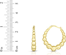Load image into Gallery viewer, 14k Yellow Gold 27mm Graduated Puffy Bead Hoop Earrings