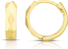 Load image into Gallery viewer, 14k Yellow Gold 12.6mm Faceted Huggie Earrings
