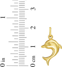 Load image into Gallery viewer, Italian 14k Yellow Gold 14mm Dolphin Charm Pendant with Optional Necklace, 16-17-18 Inch