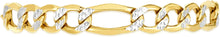 Load image into Gallery viewer, 10k Two-Tone Gold 8mm Lite Pave Diamond Cut Figaro Chain Link Necklace