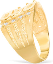 Load image into Gallery viewer, 10k Yellow Gold 16.1mm DAD Father CZ Ring, Sizes 6-13