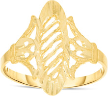 Load image into Gallery viewer, 10k Yellow Gold 18mm Straight Oval Openwork Filigree Ring