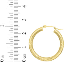 Load image into Gallery viewer, 14k Yellow Gold 3mm Diamond Cut & Polished Tube Hoop Earrings