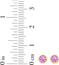 Load image into Gallery viewer, 14k Yellow Gold 5mm Round Birthstone Stud Earrings (Garnet, Amethyst, Aquamarine, White Topaz, Emerald, Moonstone, Ruby, Peridot, Blue Sapphire, Pink Sapphire, Citrine, Sky Blue Topaz)