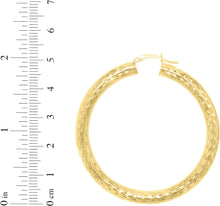 Load image into Gallery viewer, 10k Yellow Gold 5mm Diamond Cut Round Tube Hoop Earrings