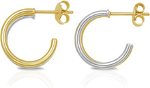 Load image into Gallery viewer, 14k Two-Tone Gold 11.2mm Double Row Split C-Hoop Earrings