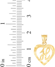 Load image into Gallery viewer, 10k Yellow Gold 0.5" Personalized Alphabet Letter A - Z Initial Heart Pendant with optional Extendable Cable Chain Necklace