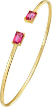 Load image into Gallery viewer, Italian 14k Yellow Gold 4mm Natural Garnet Gemstone Candy Bangle Charm Bracelet