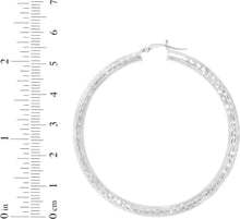 Load image into Gallery viewer, 10k White Gold 4mm Diamond Cut Round Tube Hoop Earrings