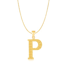 Load image into Gallery viewer, 10k Yellow Gold 1 Inch Extra Large Textured Letter Pendant A-Z Alphabet Pendant with Optional Rope Chain Necklace