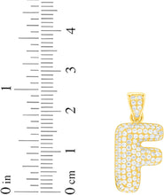 Load image into Gallery viewer, 10k Yellow Gold 0.7" Pave CZ Personalized Bubble Alphabet Letter A - Z Initial Charm Pendant with optional Chain Necklace