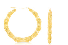 Load image into Gallery viewer, 10k Yellow Gold Bamboo Hoop Earrings