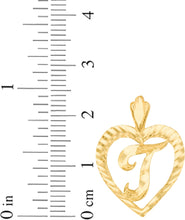 Load image into Gallery viewer, 10k Yellow Gold 0.7" Personalized Alphabet Letter A - Z Initial Heart Pendant with optional Extendable Cable Chain Necklace