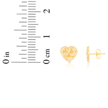 Load image into Gallery viewer, 10k Yellow Gold Solid Nugget Heart Earrings