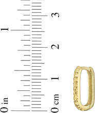Load image into Gallery viewer, 14k Yellow Gold 2mm Textured Rounded Rectangular Hoop Earrings