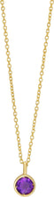 Load image into Gallery viewer, 14k Yellow Gold 4mm Birthstone Charm Pendant Chain Necklace, 16"-18" (Garnet Amethyst Aquamarine White Topaz Emerald Moonstone Ruby Peridot Blue Sapphire Pink Sapphire Citrine Sky Blue Topaz)