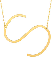Load image into Gallery viewer, 14k Yellow Gold 1.5" Extra Large Angled Alphabet Letter A - Z Initial Charm Pendant with Chain Necklace