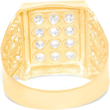 Load image into Gallery viewer, 10k Yellow Gold 18mm Two-Tone Square CZ Filigree Openwork Men's Ring, Sizes 5 - 13