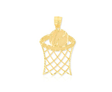 Load image into Gallery viewer, 10k Yellow Gold Flat Basketball Hoop Pendant