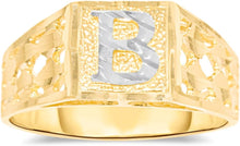 Load image into Gallery viewer, 10k Yellow Gold Two-Tone 8mm Square A-Z Initial Letter Ring