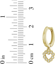 Load image into Gallery viewer, 14k Yellow Gold 20mm Petite Diamond Heart Gemstone Earrings