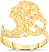 Load image into Gallery viewer, 10k Yellow Gold 16mm Mermaid Face Ring