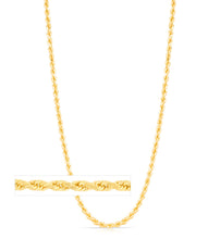 Load image into Gallery viewer, 14k Yellow Gold or White Gold 2mm Lite Spiral Rope Chain Necklace