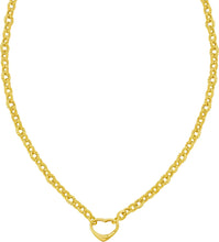 Load image into Gallery viewer, 14k Yellow Gold Heart Push Lock for Charm and Pendant 5.8mm Alternating Twist and Flat Rolo Link Chain Necklace, 18 Inch