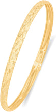 Load image into Gallery viewer, 14k Yellow Gold or White Gold 6mm Diamond Cut Satin Finish Textured Bangle Bracelet 7 Inch