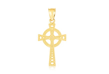 Load image into Gallery viewer, 10k Yellow Gold Celtic Diamond Cut Cross Religious Pendant