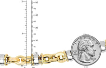 Load image into Gallery viewer, 14k Two-Tone Gold 9.7mm Rings Station Hardware Link Bracelet, 7.5 Inch
