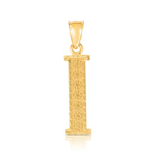 Load image into Gallery viewer, 10k Yellow Gold 1 Inch Extra Large Textured Letter Pendant A-Z Alphabet Pendant with Optional Rope Chain Necklace